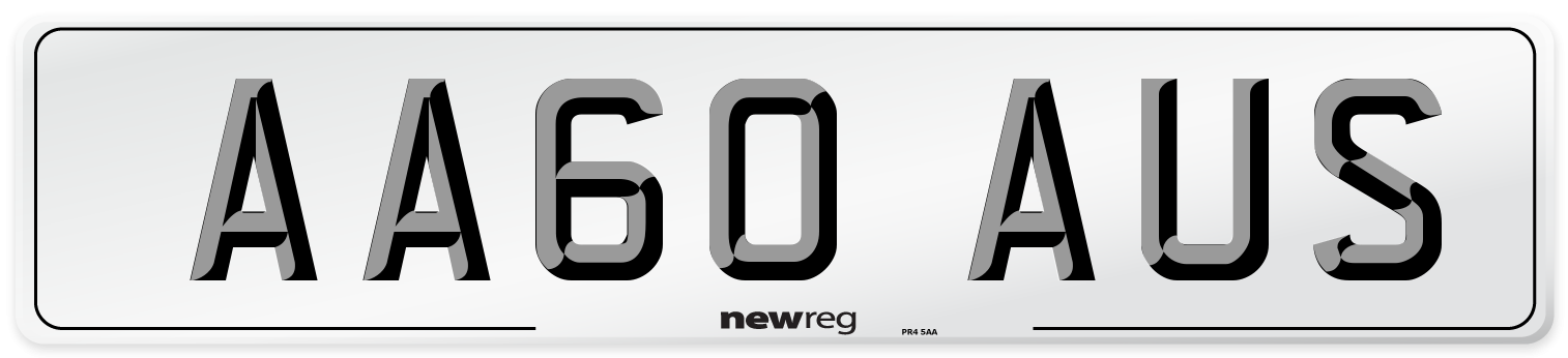 AA60 AUS Number Plate from New Reg